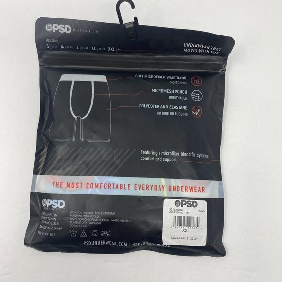 PSD Grateful Trip Skull Roses Tie Dye Mesh Mens Boxer Brief XXL Red Blue Yellow - Picture 8 of 9